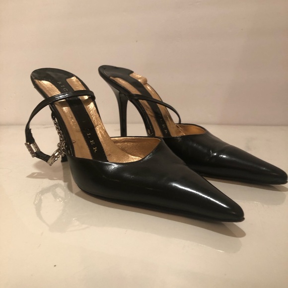 Richard Tyler Black Sling Back Heels Pumps Shoes - Picture 2 of 8